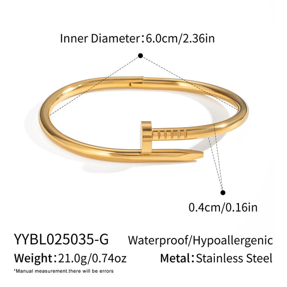 Wholesale Stainless Steel Electroplated Geometric Nailshaped Bracelet And Ring Set For Women