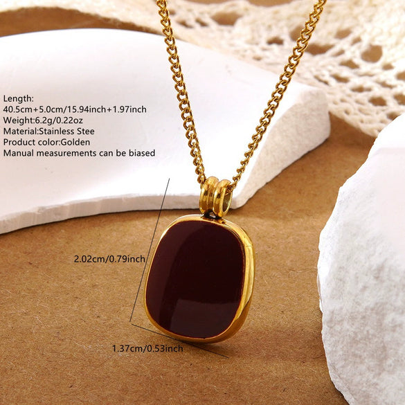Wholesale Stainless Steel Electroplated Geometric Oil Dripping Square Earrings And Necklace Set For Women