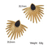Wholesale Stainless Steel Electroplated Geometric Oil Drop Fanshaped Women's Earrings In Minimalist Style