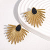Wholesale Stainless Steel Electroplated Geometric Oil Drop Fanshaped Women's Earrings In Minimalist Style
