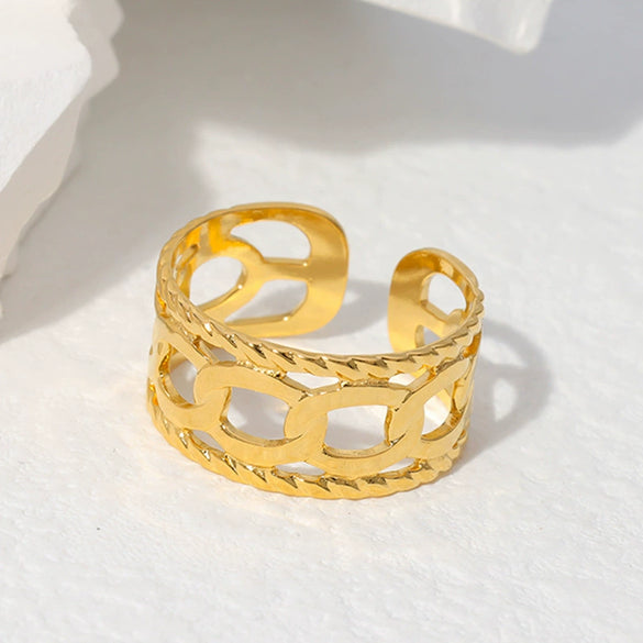 Wholesale Stainless Steel Electroplated Geometric Open Ring Hand Jewelry For Women