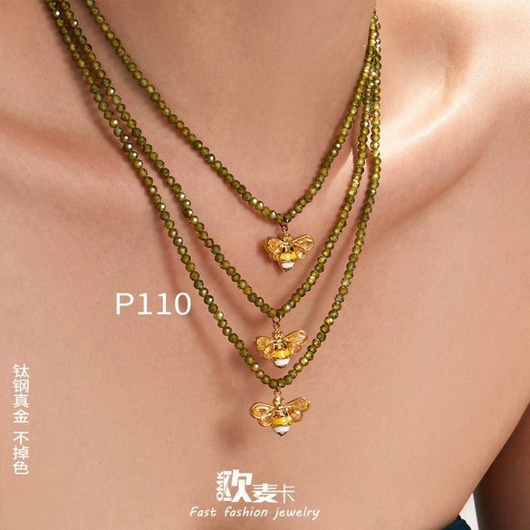 Wholesale Stainless Steel Electroplated Geometric Pendant Necklace Set For Women