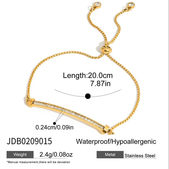 Wholesale Stainless Steel Electroplated Geometric Smiley Face Pullout Bracelet For Women