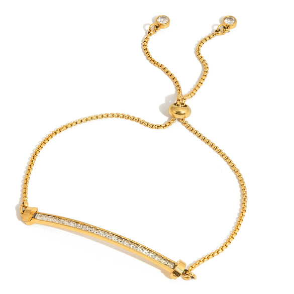 Wholesale Stainless Steel Electroplated Geometric Smiley Face Pullout Bracelet For Women