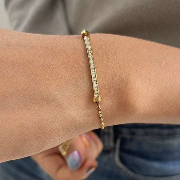 Wholesale Stainless Steel Electroplated Geometric Smiley Face Pullout Bracelet For Women