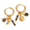 Wholesale Stainless Steel Electroplated Geometric Star And Moon Tassel Earrings For Women
