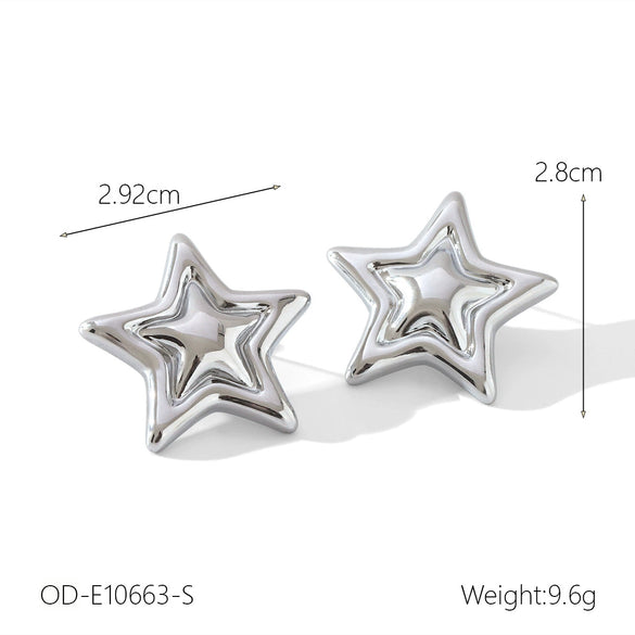 Wholesale Stainless Steel Electroplated Geometric Star Earrings For Women