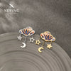 Wholesale Stainless Steel Electroplated Geometric Star Moon Personality Women's Earrings