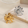 Wholesale Stainless Steel Electroplated Geometric Sunflower Open Ring For Women