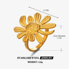 Wholesale Stainless Steel Electroplated Geometric Sunflower Open Ring For Women
