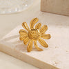 Wholesale Stainless Steel Electroplated Geometric Sunflower Open Ring For Women