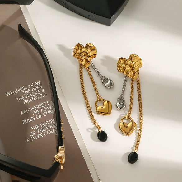 Wholesale Stainless Steel Electroplated Geometric Tassel Cross Earrings For Women