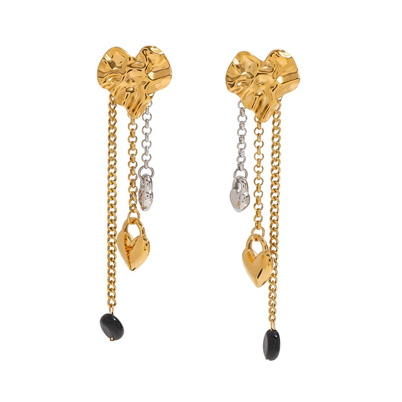 Wholesale Stainless Steel Electroplated Geometric Tassel Cross Earrings For Women