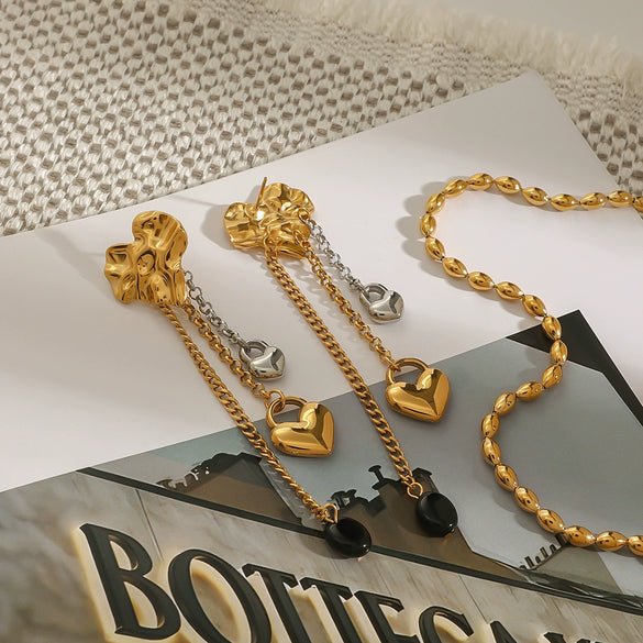 Wholesale Stainless Steel Electroplated Geometric Tassel Cross Earrings For Women