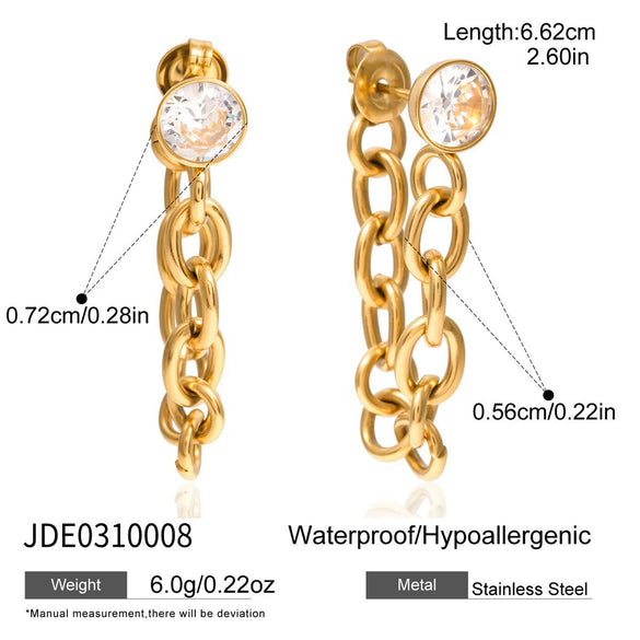 Wholesale Stainless Steel Electroplated Geometric Tassel Earrings For Women