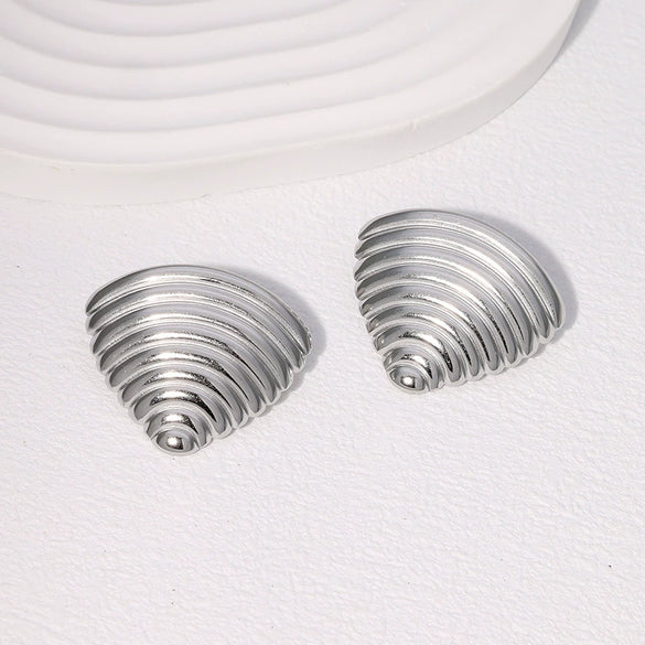 Wholesale Stainless Steel Electroplated Geometric Triangle Horizontal Stripes Niche Cool Style Earrings For Women