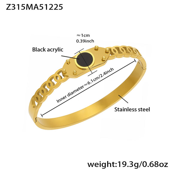 Wholesale Stainless Steel Electroplated Geometric Triangular Tooth Pattern Oil Drip Clasp Bracelet Set