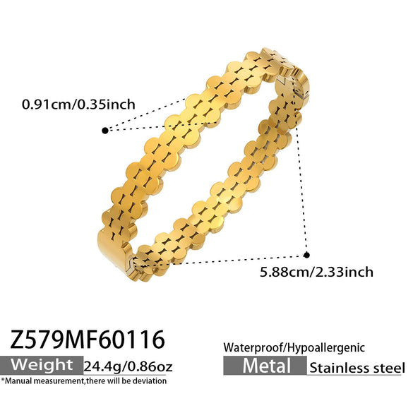 Wholesale Stainless Steel Electroplated Geometric Triangular Tooth Pattern Oil Drip Clasp Bracelet Set