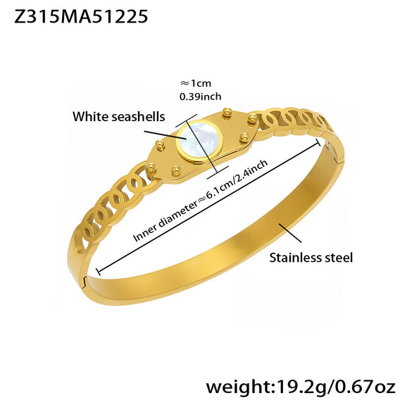 Wholesale Stainless Steel Electroplated Geometric Triangular Tooth Pattern Oil Drip Clasp Bracelet Set