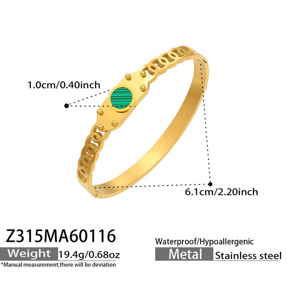 Wholesale Stainless Steel Electroplated Geometric Triangular Tooth Pattern Oil Drip Clasp Bracelet Set