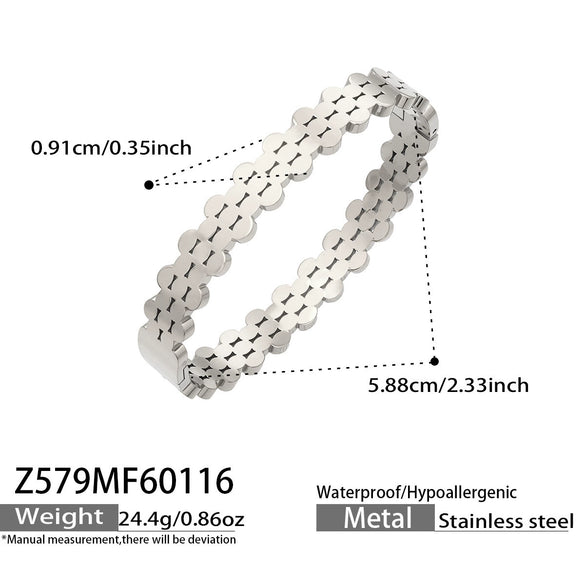 Wholesale Stainless Steel Electroplated Geometric Triangular Tooth Pattern Oil Drip Clasp Bracelet Set