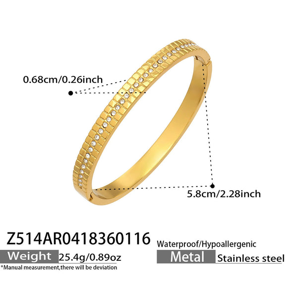 Wholesale Stainless Steel Electroplated Geometric Triangular Tooth Pattern Oil Drip Clasp Bracelet Set
