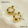 Wholesale Stainless Steel Electroplated Geometric Ushaped Inlaid Zircon Women's Earrings Retro Light Luxury Style