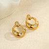 Wholesale Stainless Steel Electroplated Geometric Ushaped Inlaid Zircon Women's Earrings Retro Light Luxury Style
