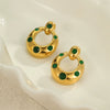 Wholesale Stainless Steel Electroplated Geometric Ushaped Inlaid Zircon Women's Earrings Retro Light Luxury Style