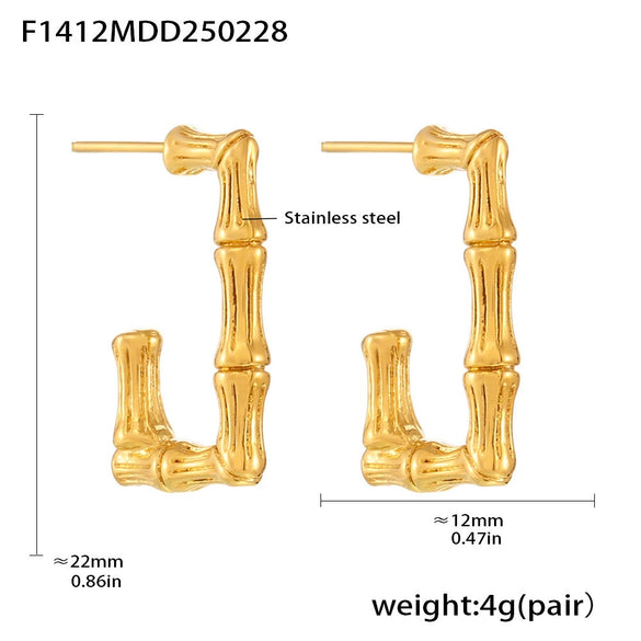 Wholesale 316L Stainless Steel Electroplated Geometric Ushaped Rectangular Earrings For Women