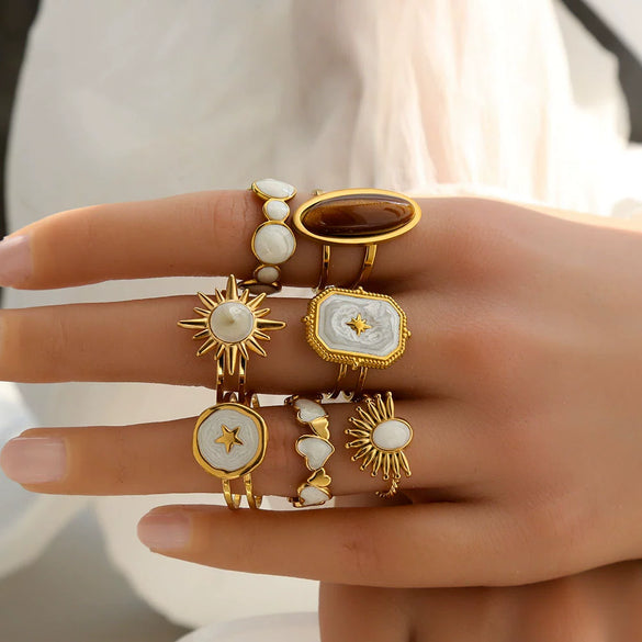 Wholesale Stainless Steel Electroplated Geometric Women's Rings
