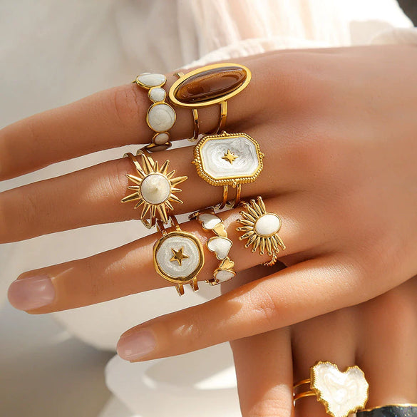 Wholesale Stainless Steel Electroplated Geometric Women's Rings