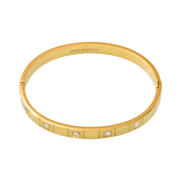 Wholesale 316L Stainless Steel Electroplated Geometric Zircon Buckle Bracelet For Men And Women