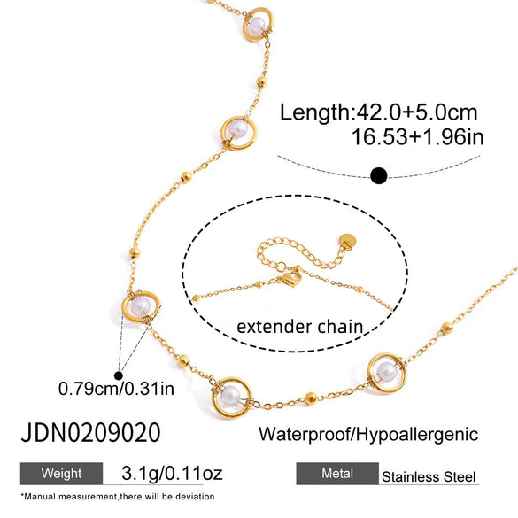 Wholesale Stainless Steel Electroplated Gold Round Beads Geometric Ins Style Necklace For Women