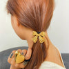 Wholesale Stainless Steel Electroplated Hair Ring And Love Bow Horsetail Hair Rope For Women