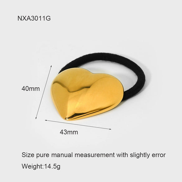 Wholesale Stainless Steel Electroplated Hair Ring And Love Bow Horsetail Hair Rope For Women