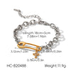 Wholesale Stainless Steel Electroplated Hammered Texture Geometric Open Paperclip Bracelet Jewelry Accessories