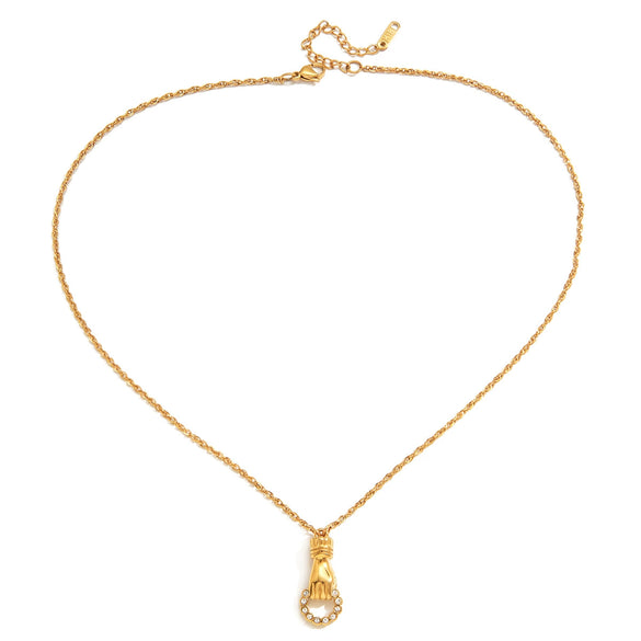 Wholesale Stainless Steel Electroplated Handshaped Pendant Necklace For Women