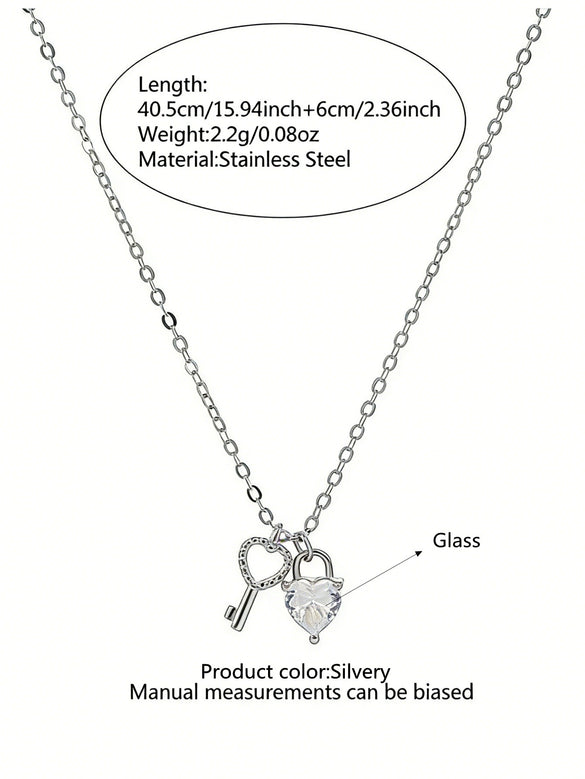 Wholesale Stainless Steel Electroplated Heart And Drop Bell Pattern Jewelry Set Including Necklace And Earrings For Women