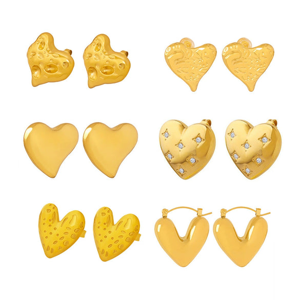 Wholesale 316L Stainless Steel Electroplated Heart Geometric Style Women's Earrings