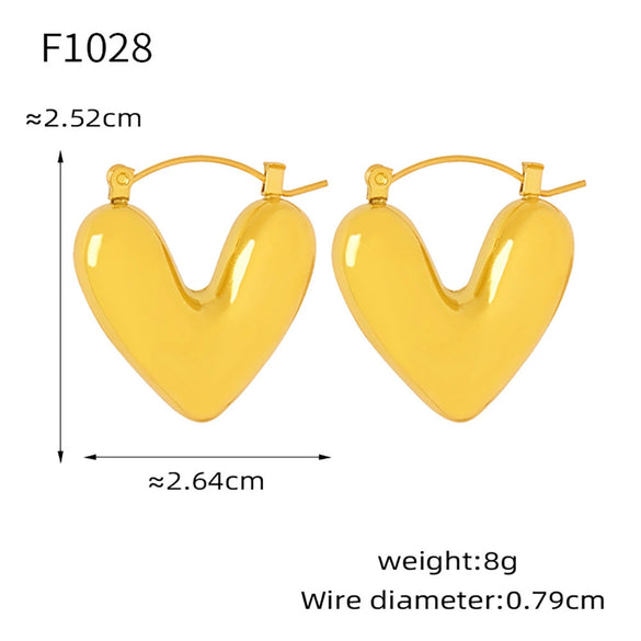 Wholesale 316L Stainless Steel Electroplated Heart Geometric Style Women's Earrings