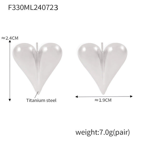 Wholesale 316L Stainless Steel Electroplated Heart Geometric Style Women's Earrings
