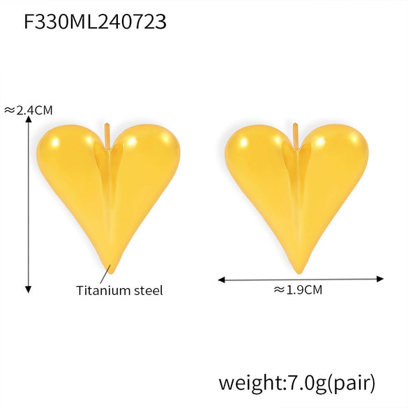Wholesale 316L Stainless Steel Electroplated Heart Geometric Style Women's Earrings
