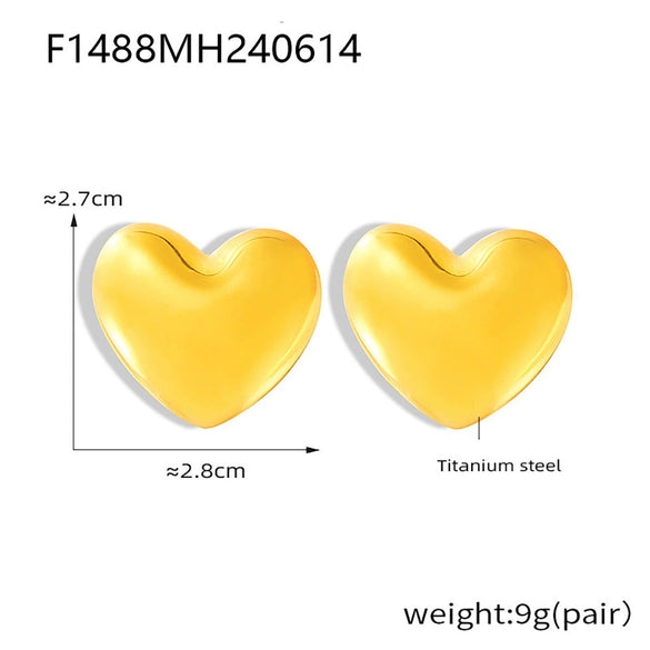 Wholesale 316L Stainless Steel Electroplated Heart Geometric Style Women's Earrings