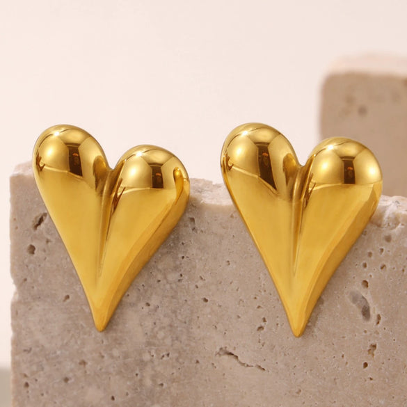 Wholesale 316L Stainless Steel Electroplated Heart Geometric Style Women's Earrings