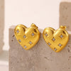 Wholesale 316L Stainless Steel Electroplated Heart Geometric Style Women's Earrings