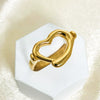 Wholesale Stainless Steel Electroplated Heart Hollow Ring For Women
