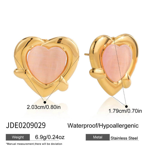 Wholesale Stainless Steel Electroplated Heart Shape Cat Eye Pendant Earrings For Women Niche Fashion Design Ins Style