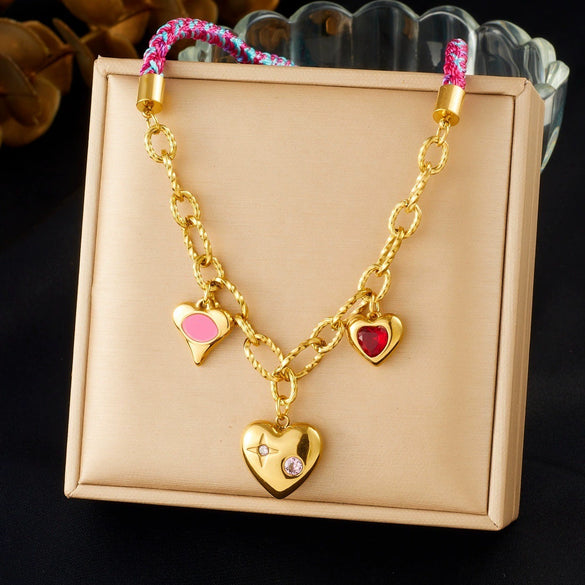 Wholesale Stainless Steel Electroplated Heart Shape Pendant Necklace For Women