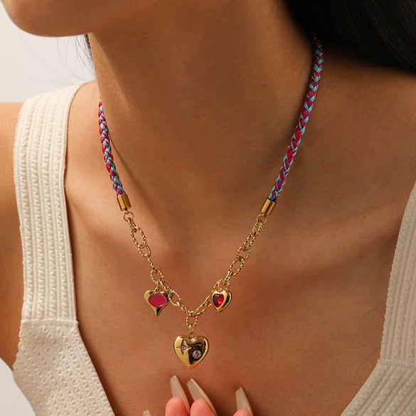 Wholesale Stainless Steel Electroplated Heart Shape Pendant Necklace For Women
